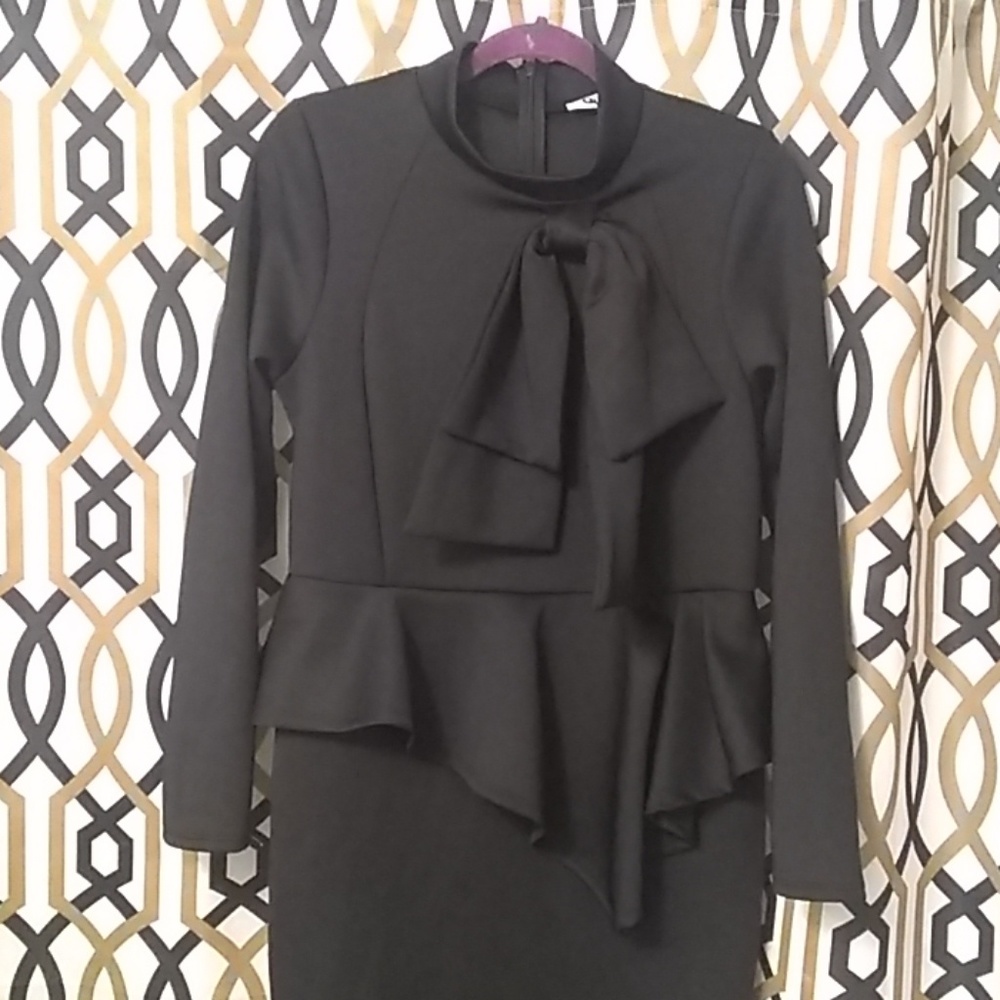 Black Peplum midi dress